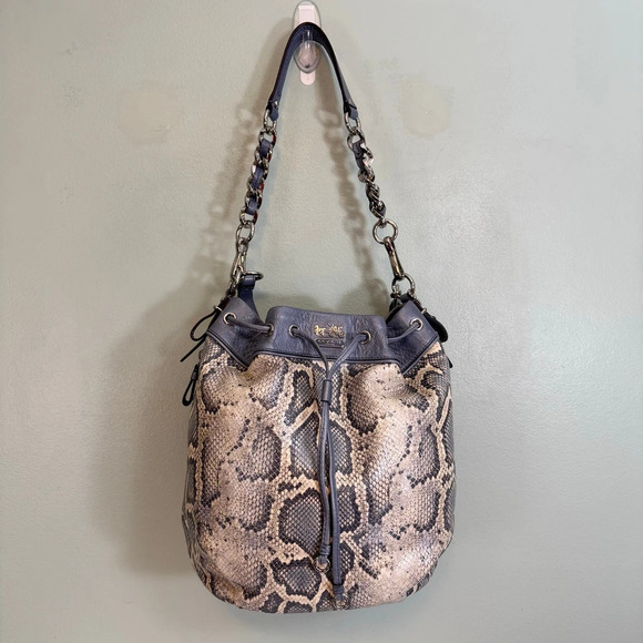 Coach Madison Python Embossed Marielle Leather Purse Snakeskin Shoulder Tote Bag - Picture 13 of 13